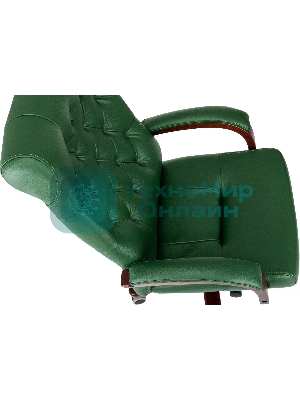 Кресло Бюрократ T-9928Walnut зеленый, кожа