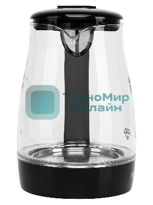 Чайник электрический Hyundai HYK-G2011 1.7 л, 2200 Вт, черный (корпус: стекло)