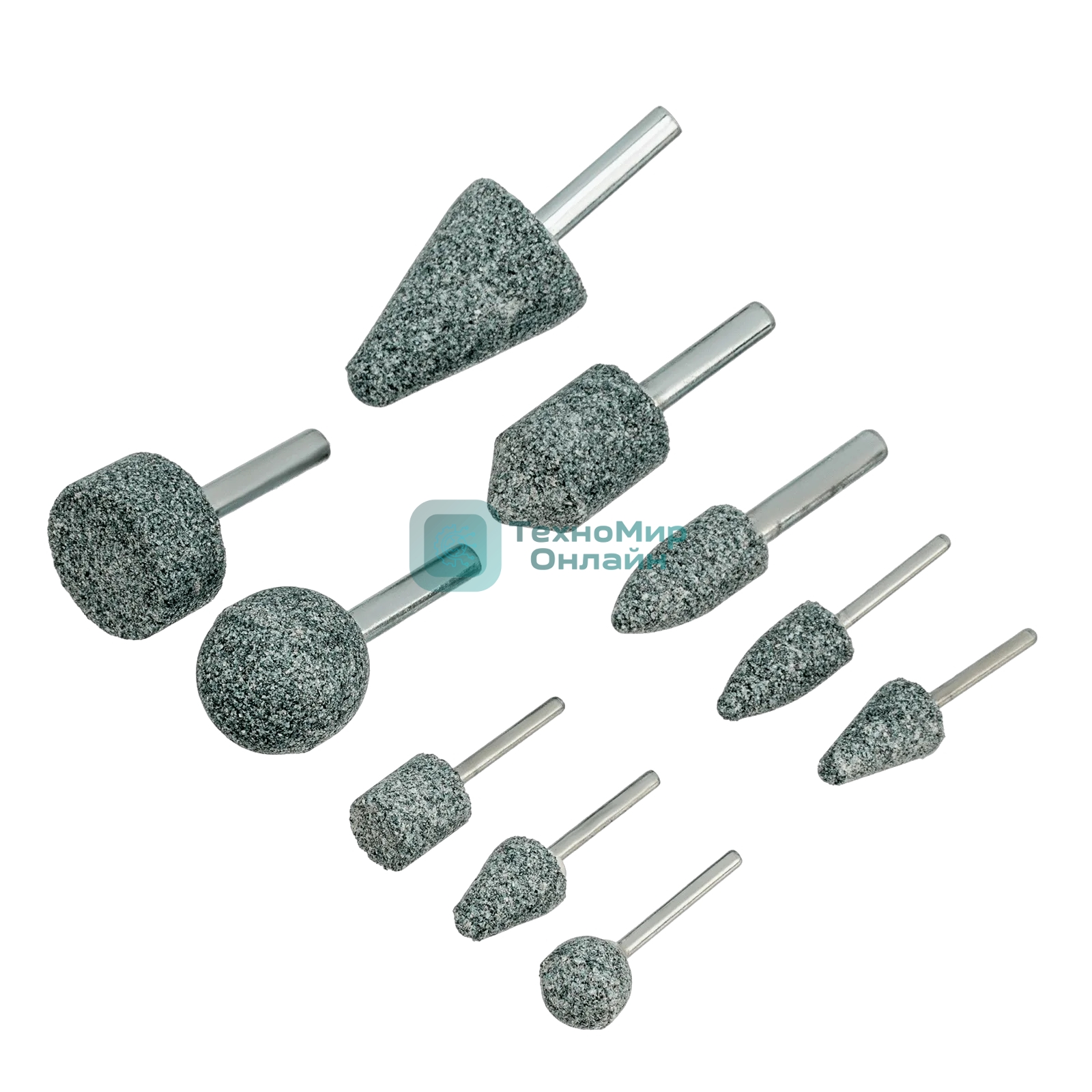 Набор шарошек Denzel абразивных для дрели (ПШМ), 63С, 10 шт.