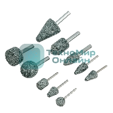 Набор шарошек Denzel абразивных для дрели (ПШМ), 63С, 10 шт.