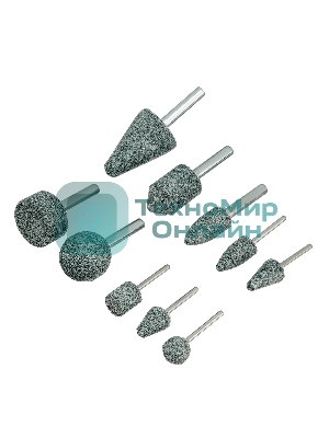 Набор шарошек Denzel абразивных для дрели (ПШМ), 63С, 10 шт.