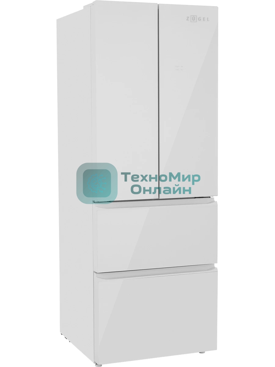 Холодильник Zugel ZRFD361W белый трехкамерный 224/113л морозилка снизу, No Frost, Side by Side