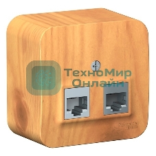 Розетка 2-ая компьютерная RJ45 SE кат.5E, изолир. пластина Blanca наруж Ясень