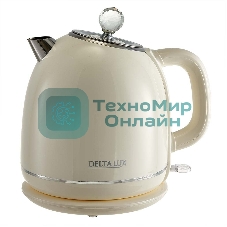 Чайник электрический Delta LUX DE-1018 (1,7 л. металл/пластик) белый