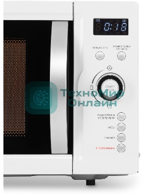 Микроволновая печь Hyundai HYM-D3007 белый/черный, 23 л, 800 Вт, переключатели - кнопки, электронный поворотный механизм
