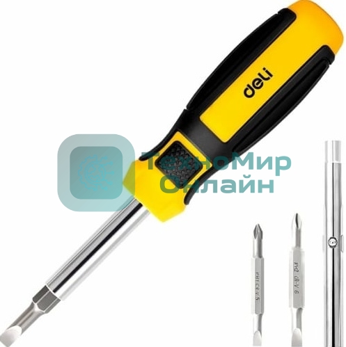 Многофункциональная отвертка 6-в-1 Deli DL260206 В комплекте биты SL5, SL6, PH1, PH2