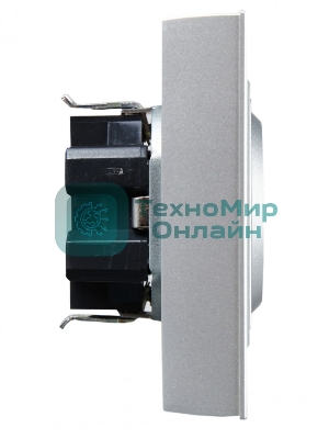 Розетка 2-местная IEK BRITE РС12-3-БрА с заземлением, без защитных шторок, 16А в сборе, алюминий