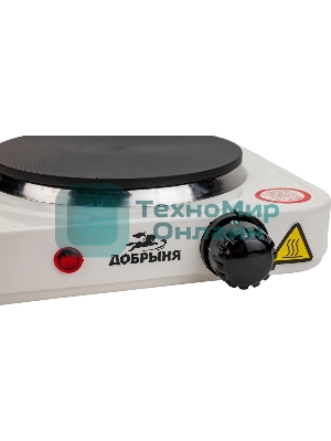 Плита настольная электрическая Добрыня DO-2206W белая, 1конф.1,0кВт,чугун