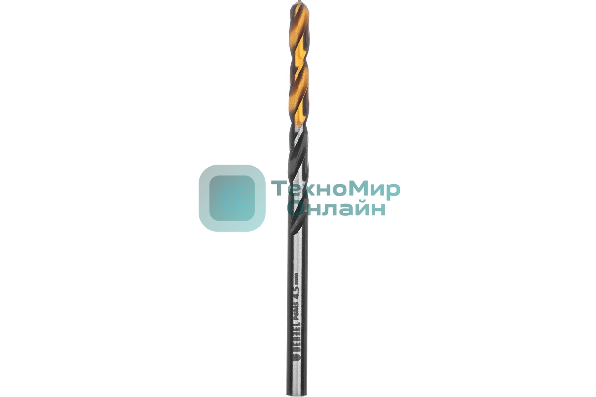 Сверло спиральное по металлу Denzel 4,5 x 80 мм, Р6М5, Golden Tip, многогранная заточка