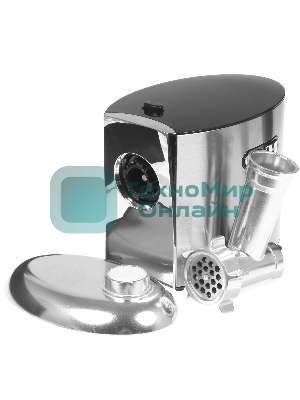 Мясорубка электрическая Galaxy Line GL 2400 серый, 1200 Вт, 1.3 кг/мин, реверс, защита от перегрузки, металлический лоток, насадки - 5