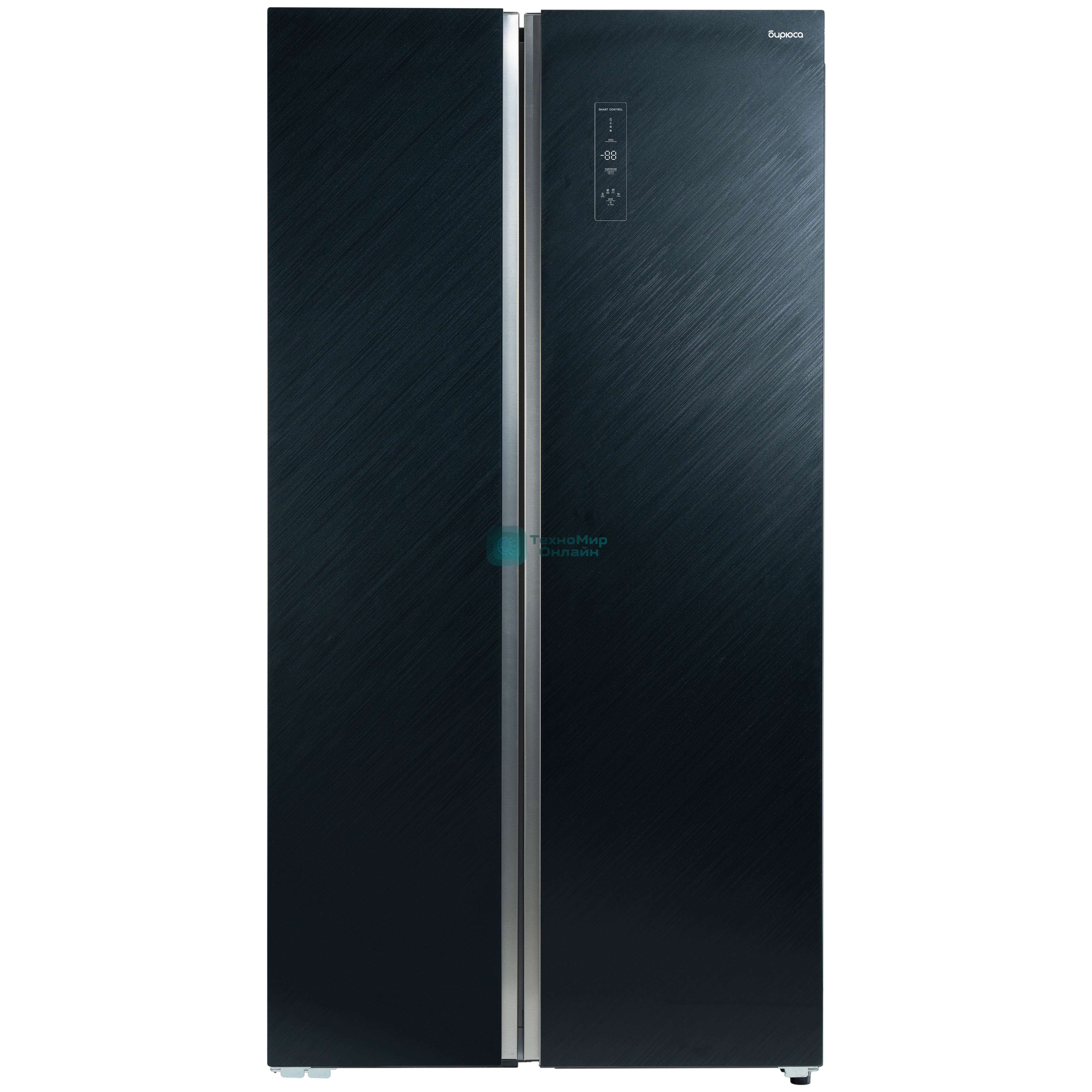 Холодильник Бирюса SBS 541 TBG текстурированное черное стекло двухкамерный 343/198 л морозилка слева, NoFrost, Side-by-side
