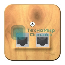 Розетка 2-ая компьютерная RJ45 SE кат.5E, изолир. пластина Blanca наруж Ясень