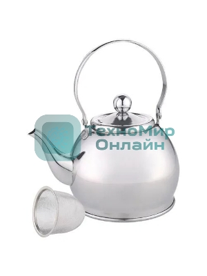 Чайник для плиты WEBBER BE-0597 из нерж.стали с ФИЛЬТРОМ из нерж. стали 1л,(24)