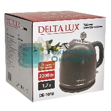 Чайник электрический Delta LUX DE-1018 (1,7 л. металл/пластик) серый