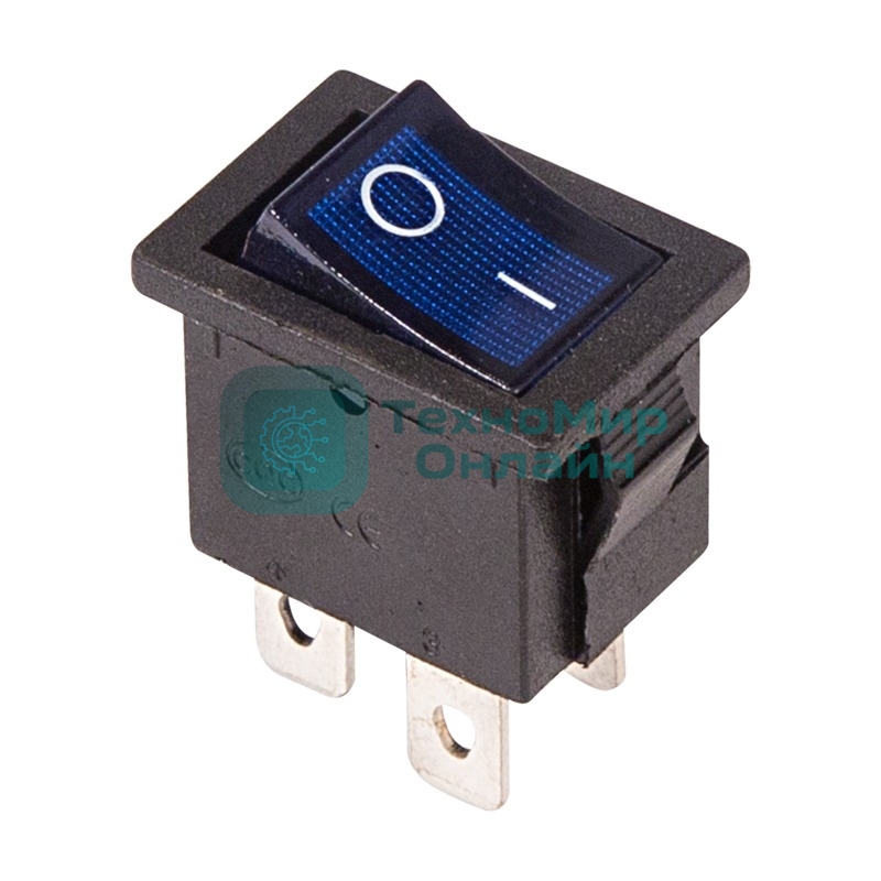 Выключатель клавишный Rexant 250V 6А (4с) ON-OFF синий с подсветкой Mini