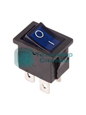 Выключатель клавишный Rexant 250V 6А (4с) ON-OFF синий с подсветкой Mini