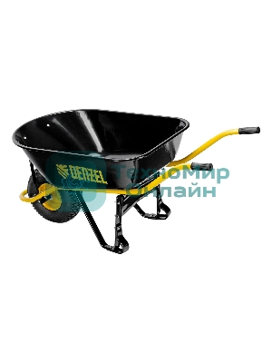 Тачка строительная Denzel усиленная, объем 130 л, 230 кг, колесо 15х6.00-6