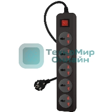 Сетевой фильтр Buro 500UNH-5-BG 5 м, 5 розеток, черный/серый, коробка