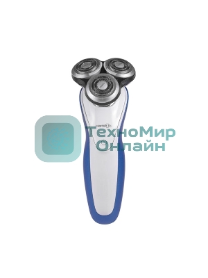 Электробритва Centek CT-2152 (сер/бел/син) 5 ВТ, 3 плав. головки, аккумулятор+работа от сети