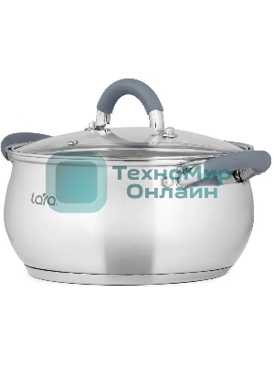 Кастрюля Lara LR02-482 BELL 20x11,5 см, 3,5 л, нержавеющая сталь 316L (хром/никель/молибден), с крышкой