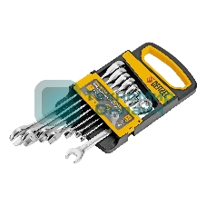 Набор ключей комбинированных трещоточных Denzel 6-19 мм, 8 шт., CrV, матовый хром