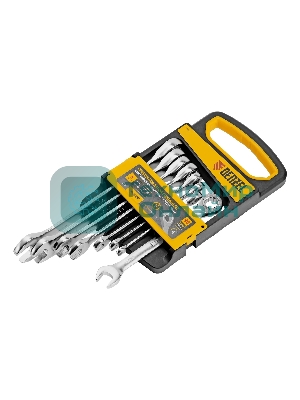 Набор ключей комбинированных трещоточных Denzel 6-19 мм, 8 шт., CrV, матовый хром