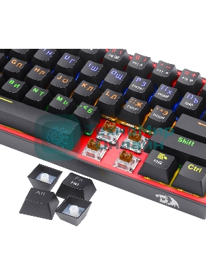 Клавиатура Redragon Fizz проводная, USB Type-A, чёрный/красный