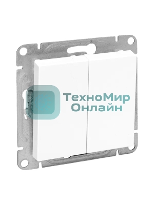 Механизм выключателя EKF UP1-SWW-20 двухклавишный, белый Эпика