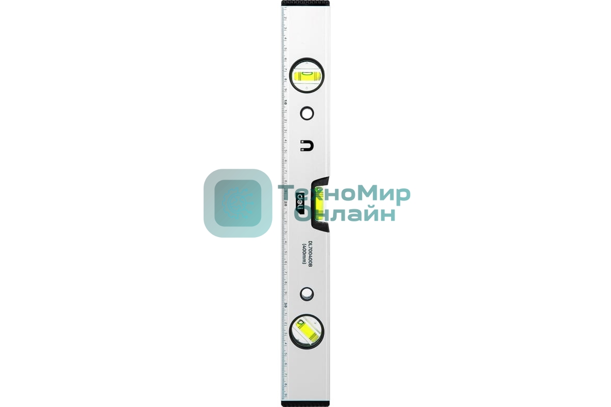 Строительный уровень Deli DL700400B 400мм Алюминиевый сплав. Мягкая резина на обоих концах. Магнит для удобства эксплуатации.