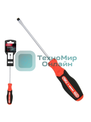 Отвертка шлицевая Deli DL3440 SL3x75мм сталь S2, матовый стержень, двухкомпонентная прорезиненная рукоять