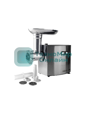 Мясорубка электрическая Galaxy Line GL 2400 серый, 1200 Вт, 1.3 кг/мин, реверс, защита от перегрузки, металлический лоток, насадки - 5