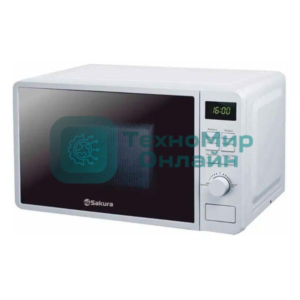 Микроволновая печь Sakura SA-7054W белый, 20 л, 700 Вт, переключатели - кнопки, поворотный механизм