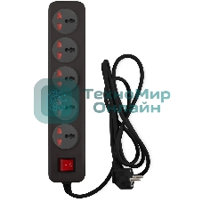 Сетевой фильтр Buro 500UNH-5-BG 5 м, 5 розеток, черный/серый, коробка