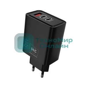 Сетевое зарядное устройство MORE CHOICE NC90 1USB+2Type-C 3.0A PD 45W, черный