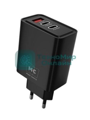 Сетевое зарядное устройство MORE CHOICE NC90 1USB+2Type-C 3.0A PD 45W, черный