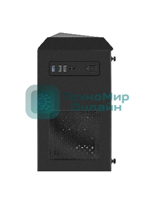 Компьютерный корпус Minitower ExeGate Mistery R2-NPX400 (mATX, БП 400NPX с вент. 12 см, 2*USB+1*USB 3.0, аудио, черный, 1 вент. 12см с RGb подсветкой и полоса на передней панели, боковая панель - закаленное стекло)