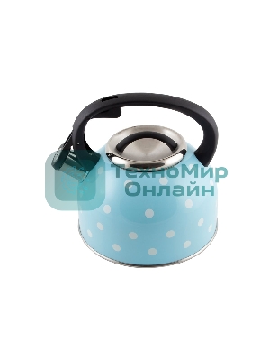 Чайник для плиты со свистком MALLONY Maestria 2,5 л, голубой в белый горошек, из нержавеющей стали
