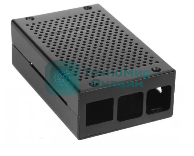 Корпус перфорированный Qumo, Aluminum Case, Raspberry Pi 4B, черный(RS026)