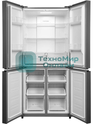 Холодильник Hyundai CM45083F черный трехкамерный 289/144л морозилка снизу, No Frost, Side by Side