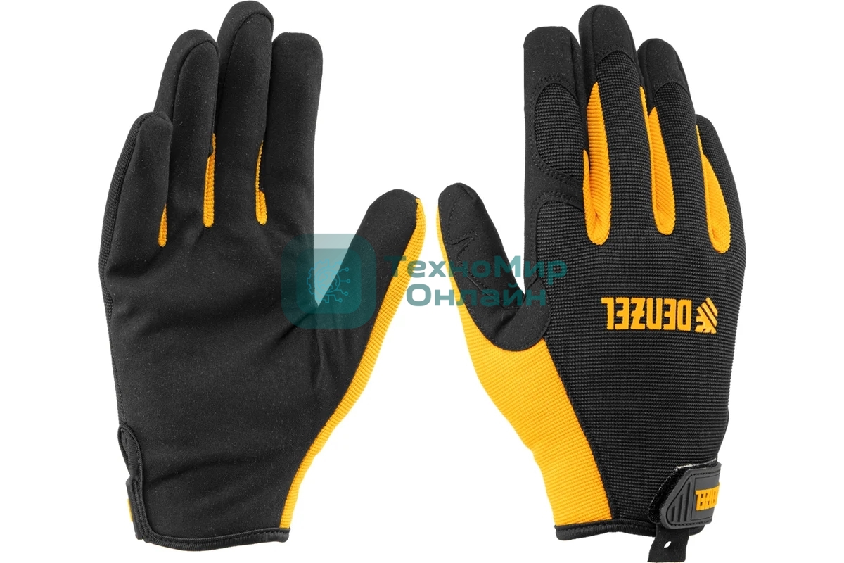 Перчатки универсальные Denzel на липучке, размер 10