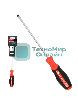 Отвертка шлицевая Deli DL3441 SL3x100мм сталь S2, матовый стержень, двухкомпонентная прорезиненная рукоять