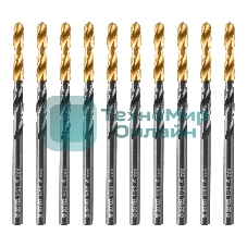Сверло по металлу Denzel 4 мм, HSS-Tin, Golden Tip, 10 шт.