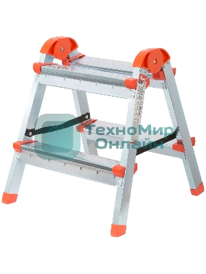 Лестница-стремянка стальная двусторонняя КУРС 2 ступени, Н=45.5 см, вес 2.7 кг