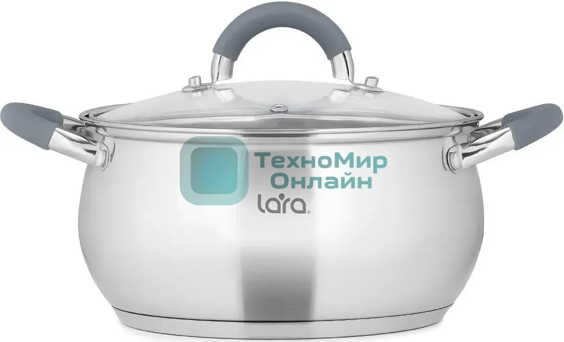 Кастрюля Lara LR02-482 BELL 20x11,5 см, 3,5 л, нержавеющая сталь 316L (хром/никель/молибден), с крышкой