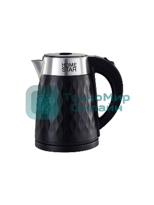 Чайник электрический Homestar HS-1021 1500 Вт, 1.7 л, нержавейка+пластик, черный, двойной корпус