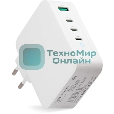 Сетевое зарядное устройство (адаптер питания) TopON GaN 130W 3xType-C, USB, Power Delivery, Quick Charge 4.0, белый TOP-GaN-130W