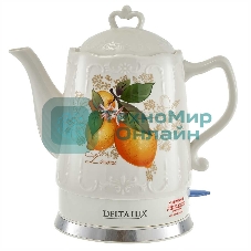 Чайник электрический DELTA LUX DE-1010 корпус из фарфора: Лимоны