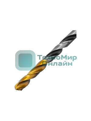 Сверло спиральное по металлу Denzel 5 x 86мм, Р6М5, Golden Tip, многогранная заточка