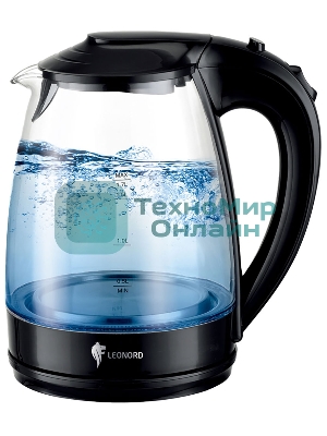 Чайник электрический LEONORD LE-1514 1,7 л, 2200 Вт, стекло/пластик, черный