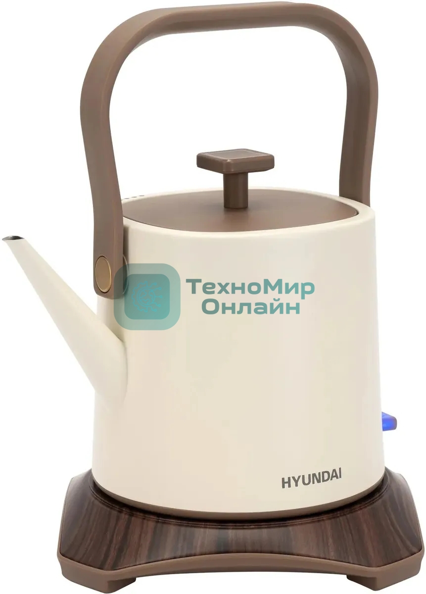 Чайник электрический Hyundai HYK-S2043 0,6 л, 1000 Вт, кремовый/коричневый